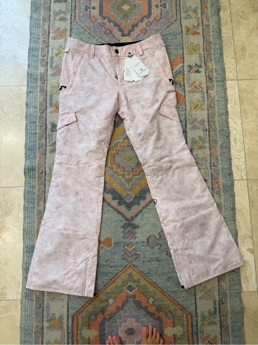 Volcom Women's Bridger Light Pink Insulated Boot-Cut Snow Pants
